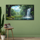 Majestic Waterfall in Forest Canvas Print Wall Painting